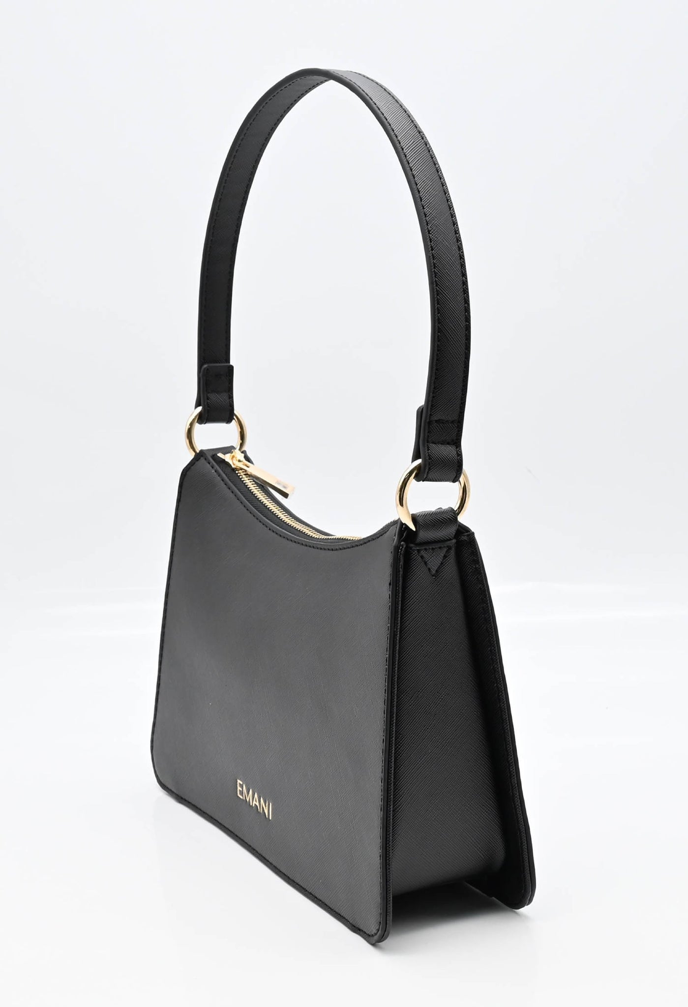 Black evening bag with shoulder strap